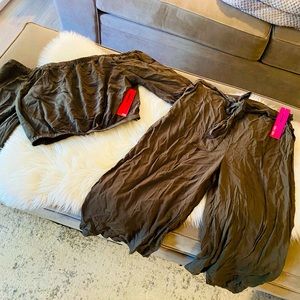 SHOSHO GREEN CROP TOP AND GOUCHO PANT